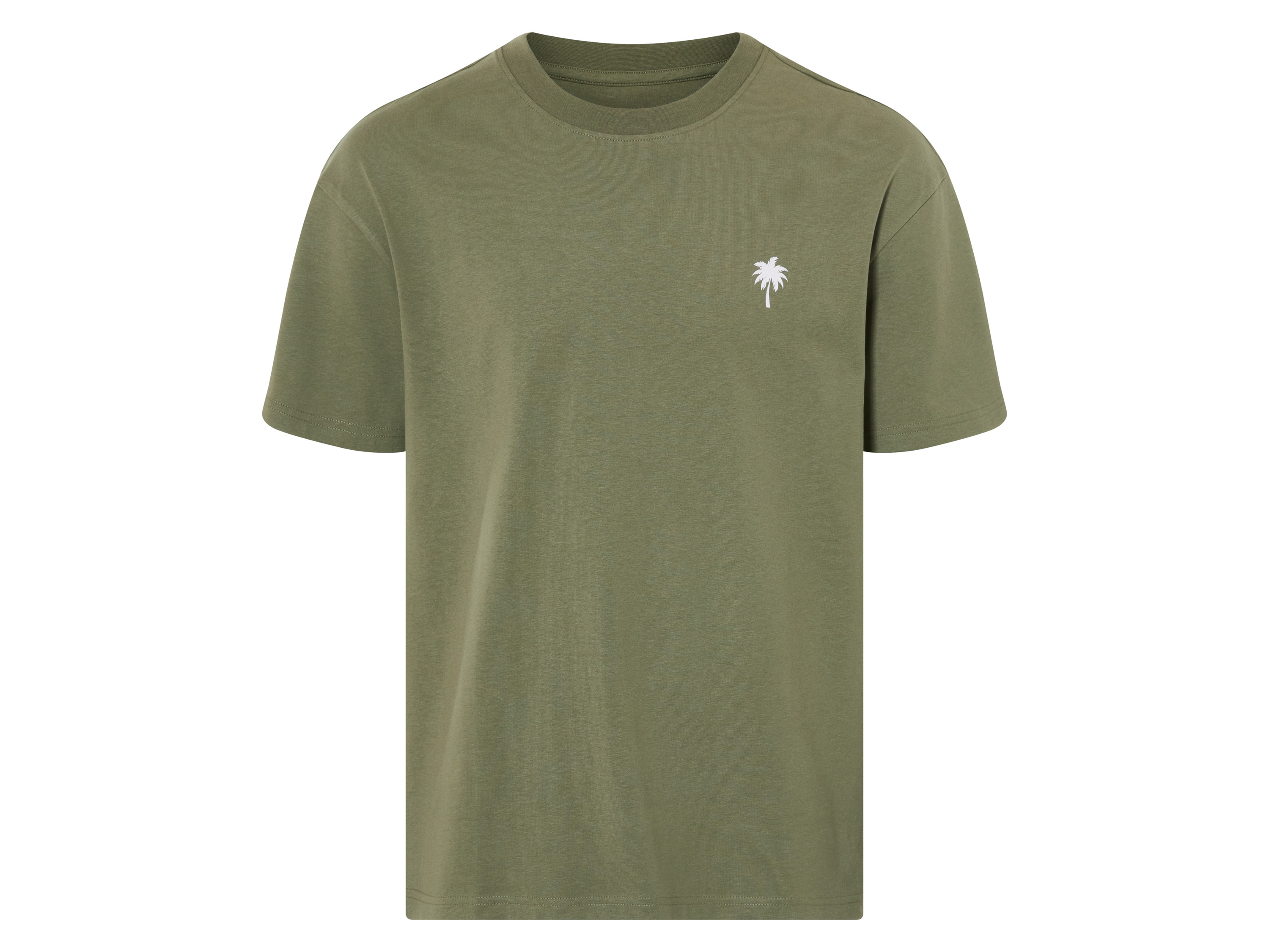 Livergy T-shirt oversize męski z bawełny Khaki, L 52/54