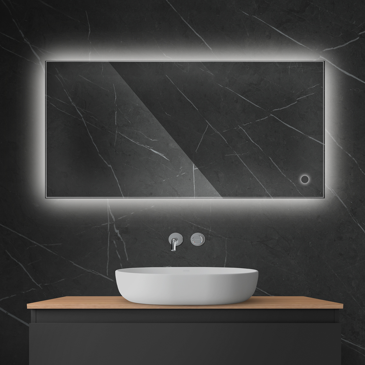Darmowa Dostawa - Lustro 60x120 cm prostokątne z oświetleniem z matą grzewczą Oltens Nordlis 64112000
