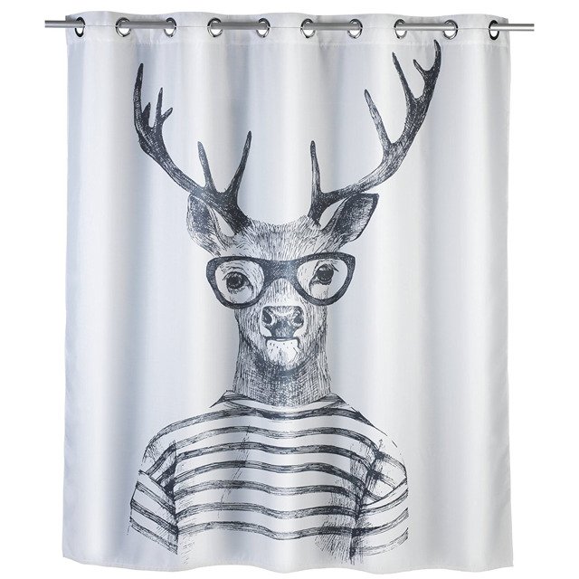 Darmowa Dostawa - Zasłona prysznicowa 200x180 cm biała-czarna Wenko 22478100