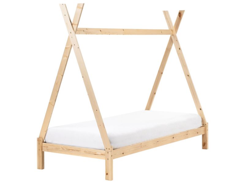 Łóżko dziecięce tipi drewniane 90 x 200 cm jasne drewno Devay 1 szt.