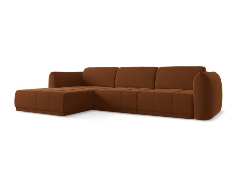 Narożnik lewostronny Makamii Hoku z tkaniny welwetowej 290x170 cm terakota 1 szt.