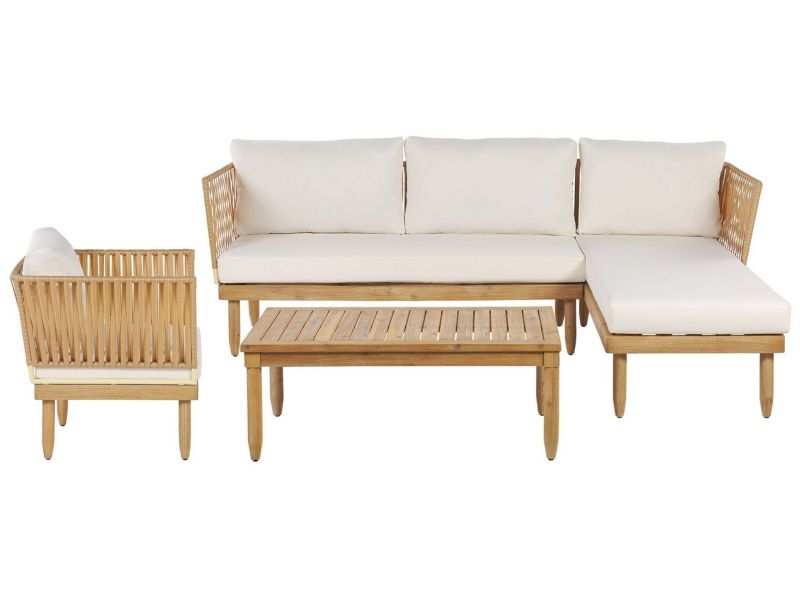 Sofa narożna Cremona Drewno akacjowe Złamana biel 1 kpl