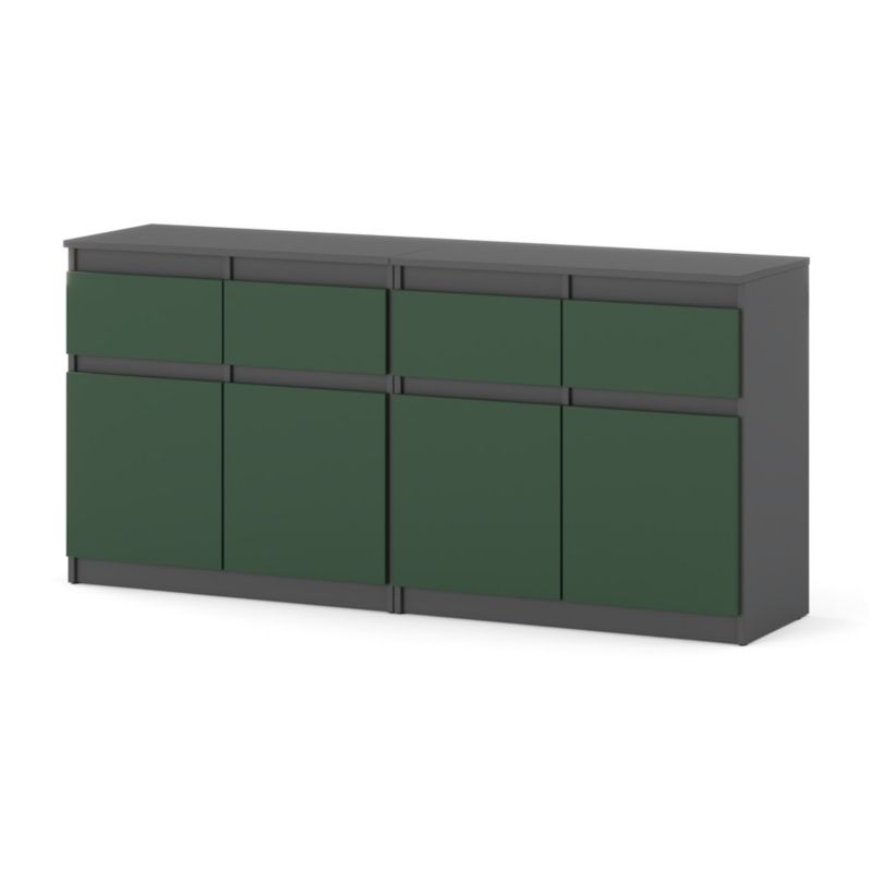 Komoda Hurtownia-Mebli Szuflady 4 Olia Mini 160cm Szary Mat Butelkowa Zieleń 160x35x75 cm 1szt.
