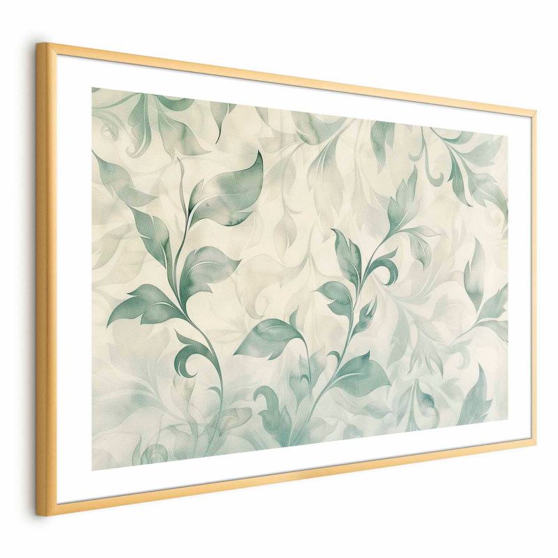 Plakat Artgeist Akwarelowe listki 90x60 cm z ramą złotą 1 szt