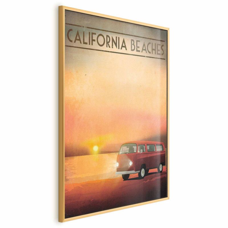 Plakat Artgeist California Beaches 60x90 cm z ramą złotą 1 szt