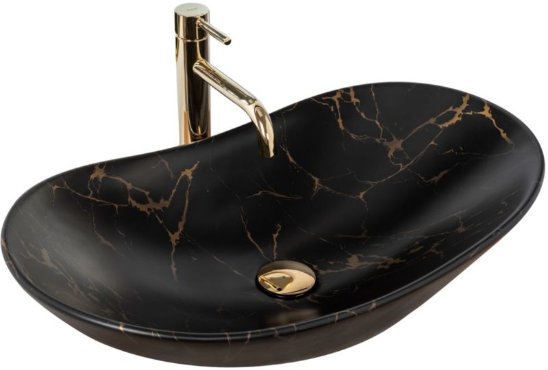 Umywalka Nablatowa Rea Royal Marble Owalna Czarny 62X36X16Cm 1 Szt