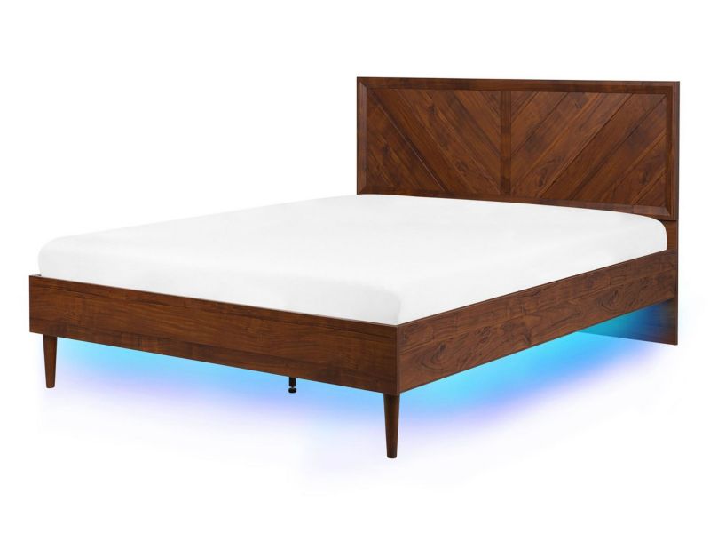 Łóżko LED 140 x 200 cm ciemne drewno Mialet 1 szt.