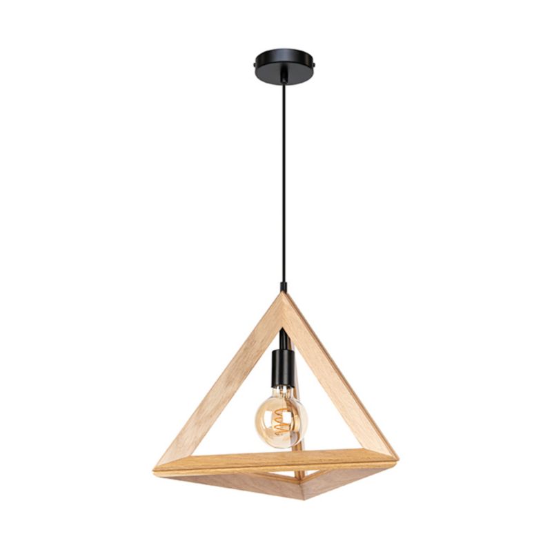Drewniana Lampa Wisząca SPOT Light 1xE27 Max.60W Dąb Olejowany FSC, Czarny, Polski Producent, 1 szt.
