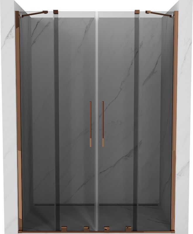 Drzwi prysznicowe rozsuwane Mexen Velar grafit różowe złoto 160 cm 1 szt.