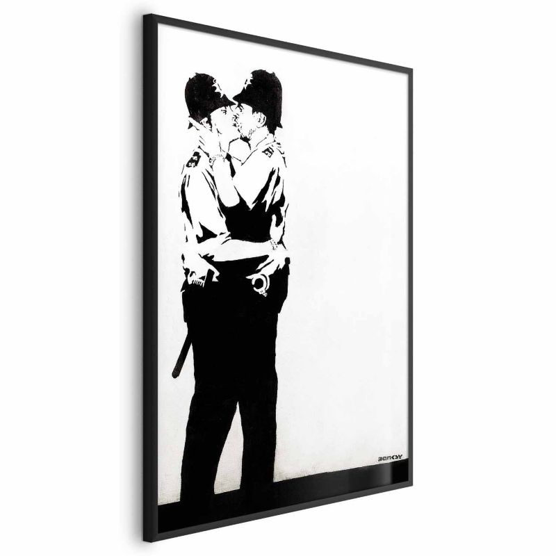 Plakat Artgeist Pocałunek policjantów 21x30 cm z ramą czarną 1 szt