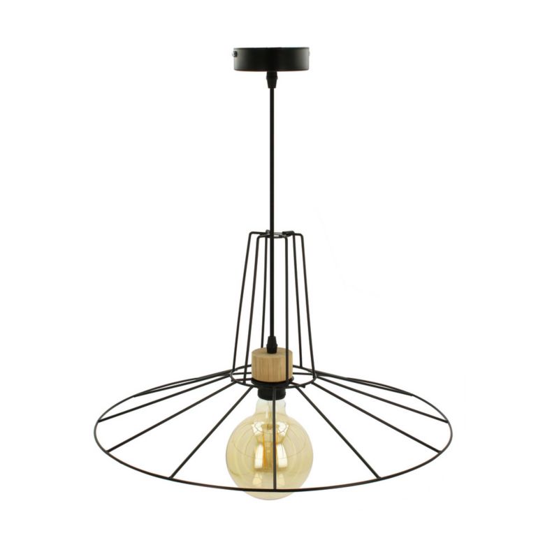 Drewniana Lampa Wisząca SPOT Light 1xE27 Max.60W Dąb Olejowany FSC z Czarnym Kloszem Polski Producent, 1 szt.