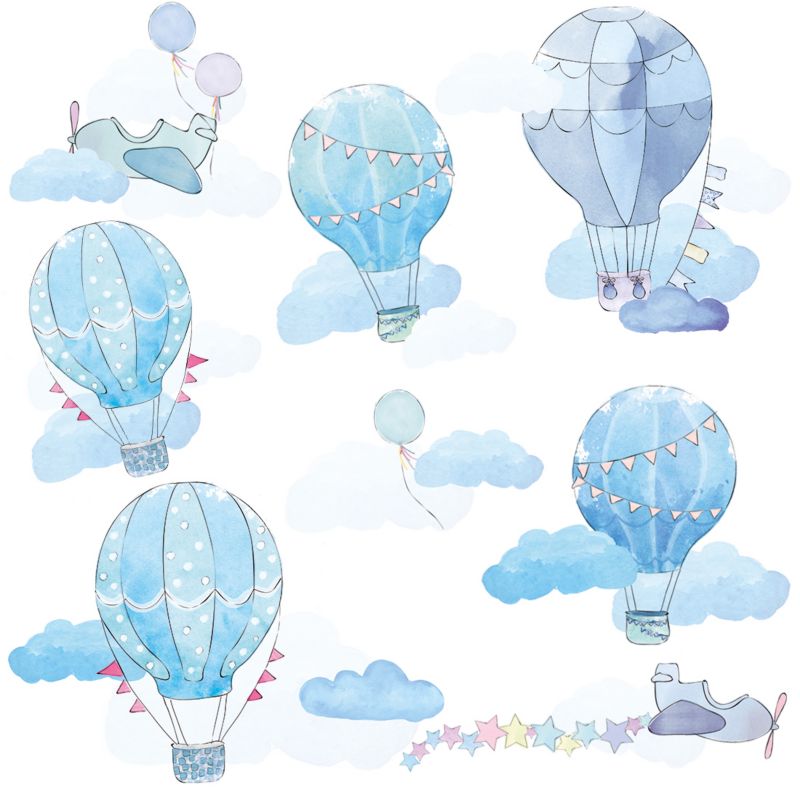 Naklejka na ścianę Pastelowe Love Balony błękitne 1 szt
