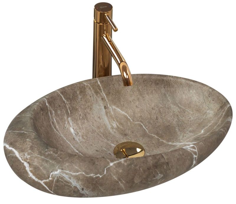 Umywalka Nablatowa Rea Roxy B Stone Nature Owalna Szary 49X31X13,5Cm 1 Szt