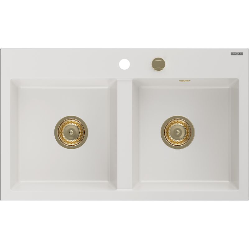 Zlewozmywak granitowy wpuszczany Mexen Kevin 1-komorowy czarny/srebrny metalik 586x458 mm - 6517581005-73-G 1 szt.