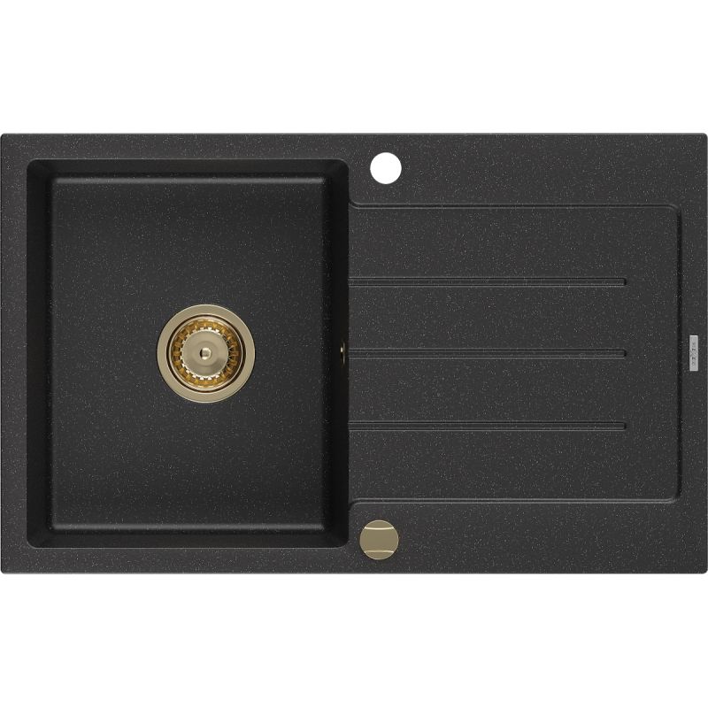 Zlewozmywak wpuszczany Mexen Bruno 1-komorowy czarny/srebrny metalik 795x495 mm - 6513791010-73 1 szt.