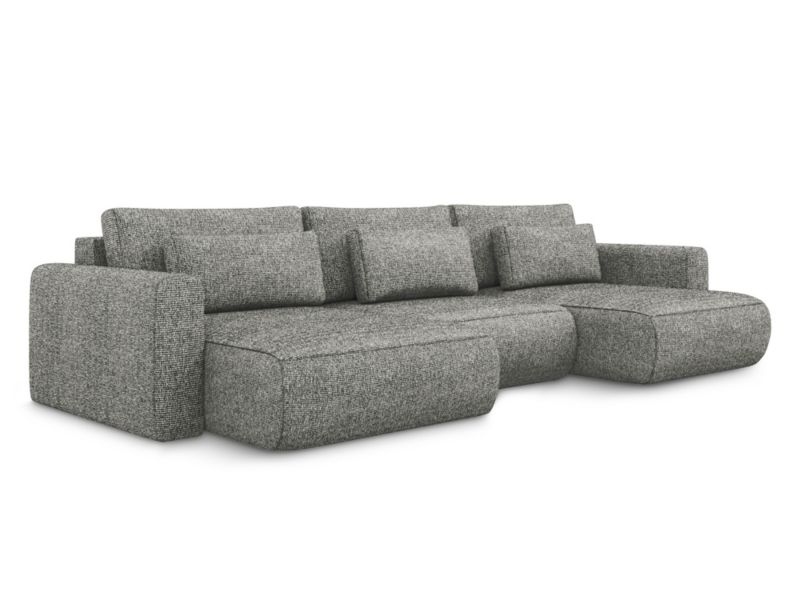 Sofa panoramiczna z funkcją spania Makamii Kapua z tkaniny strukturalnej 340x149 cm stalowy 1 szt.