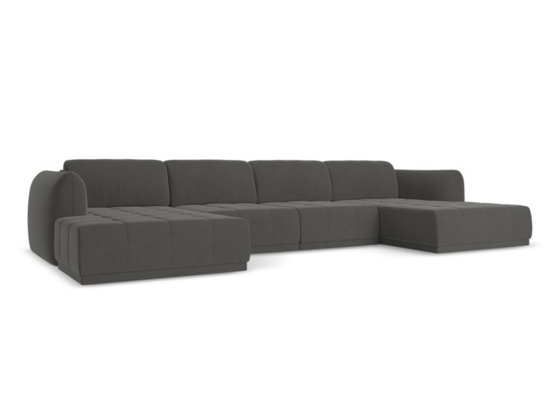 Sofa panoramiczna Makamii Hoku z tkaniny welwetowej 370x170 cm stalowy 1 szt.