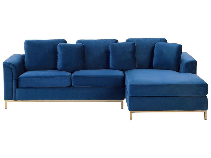 Sofa narożna lewostronna Oslo Ciemnoniebieski Welur Lewostronny 1 szt.