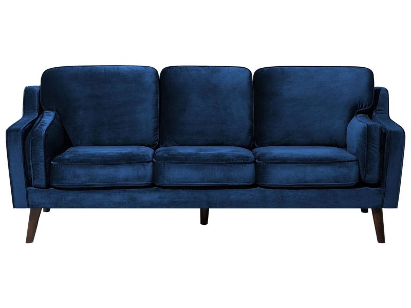 Sofa 3-osobowa welurowa niebieska Lokka 1 szt.