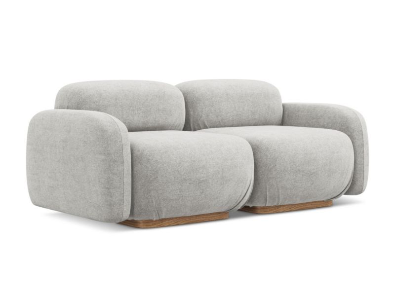 3-osobowa kanapa modułowa Makamii Ailani z tkaniny bouclé 190x95 cm srebrny 1 szt.