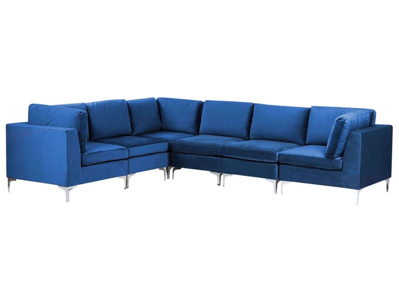 Sofa narożna Evja Granatowy Welur Prawostronny 1 szt.