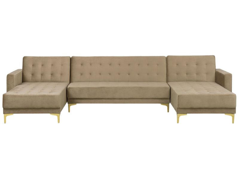 Sofa w kształcie U Aberdeen Piaskowy Welur Uniwersalny 1 szt.