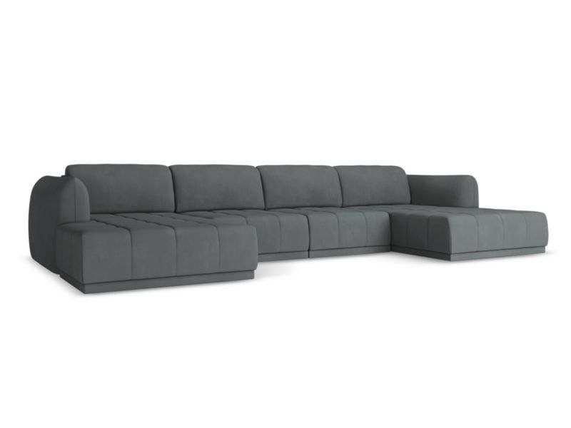 Sofa panoramiczna Makamii Hoku z tkaniny szenilowej 370x170 cm grafitowy 1 szt.