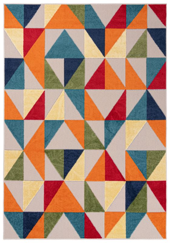 Dywan wewnętrzny/ zewnętrzny Aventura EC96A prostokąt 80 x 150 cm kolorowy nowoczesny wzór geometryczny krótki włos 1 szt.