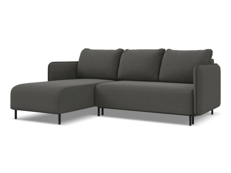 Narożnik lewostronny z funkcją spania Makamii Luana z tkaniny welwetowej 236x162 cm stalowy 1 szt.