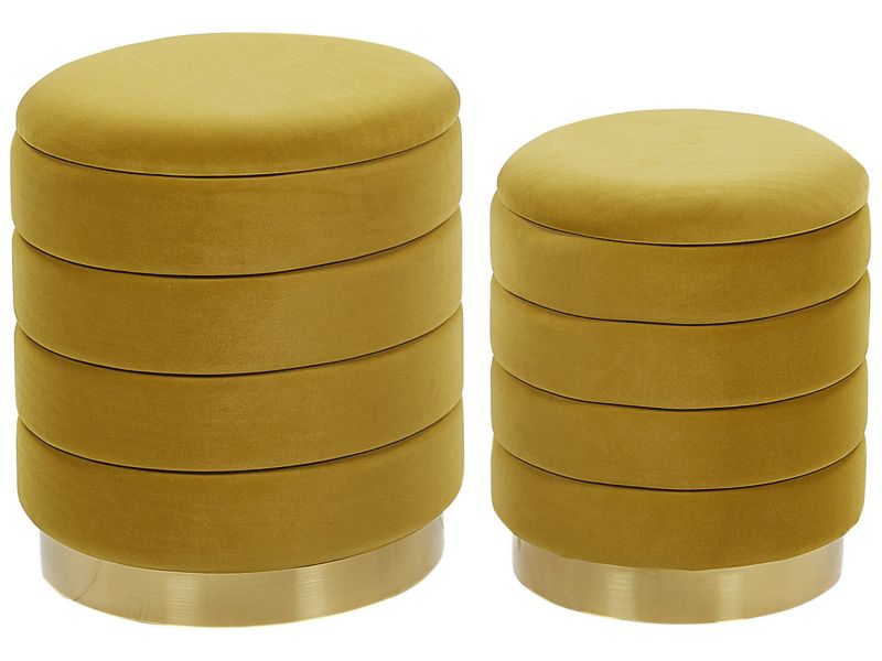 Puf Garland Zestaw 2 Musztardowy Welur 40/33 cm 40/33 cm 1 par.