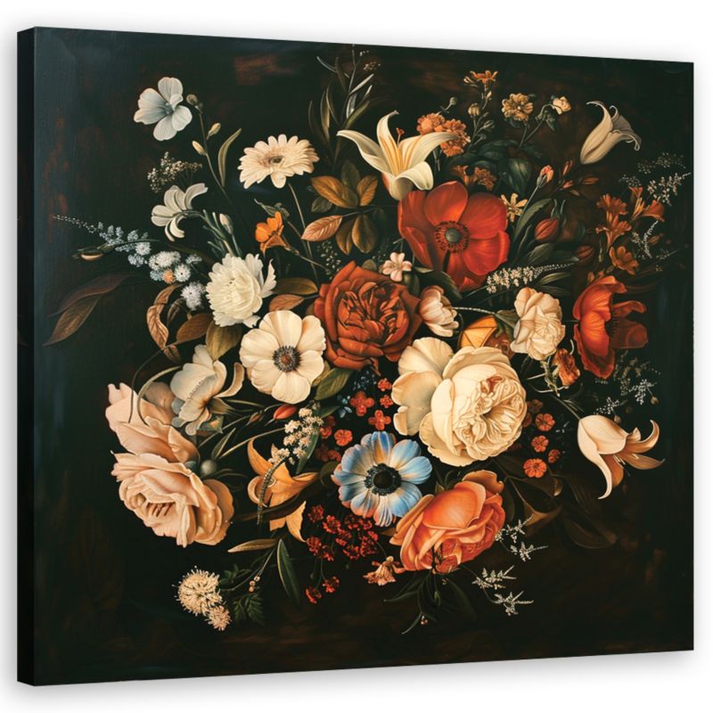 Obraz do salonu sypialni Feeby Kwiaty Retro Vintage 40x40 cm 1szt