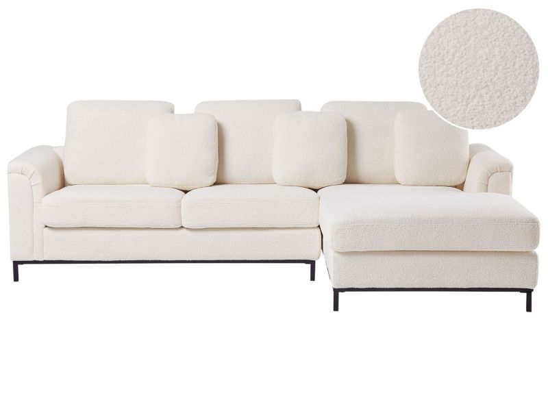 Sofa narożna lewostronna Oslo Biały Boucle dla 4 osób Lewostronny 1 szt.