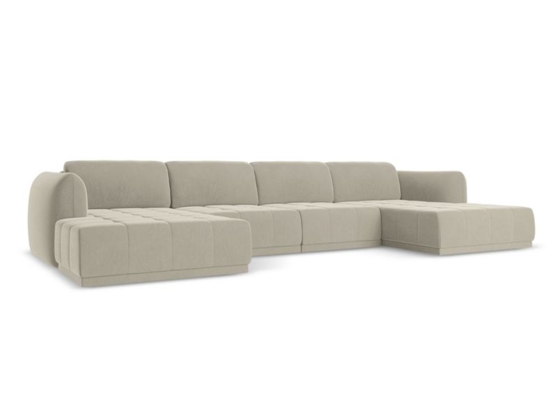 Sofa panoramiczna Makamii Hoku z tkaniny welwetowej 370x170 cm perłowy 1 szt.
