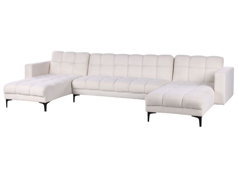 Sofa w kształcie U Alnes Biały Boucle Symetryczny 1 szt.