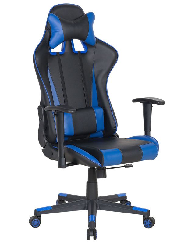 Fotel biurowy Ekoskóra Ciemnoniebieski Gamer 1 szt.