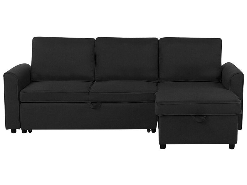 Sofa narożna Nesna Czarny Tkanina Lewostronny 1 szt.