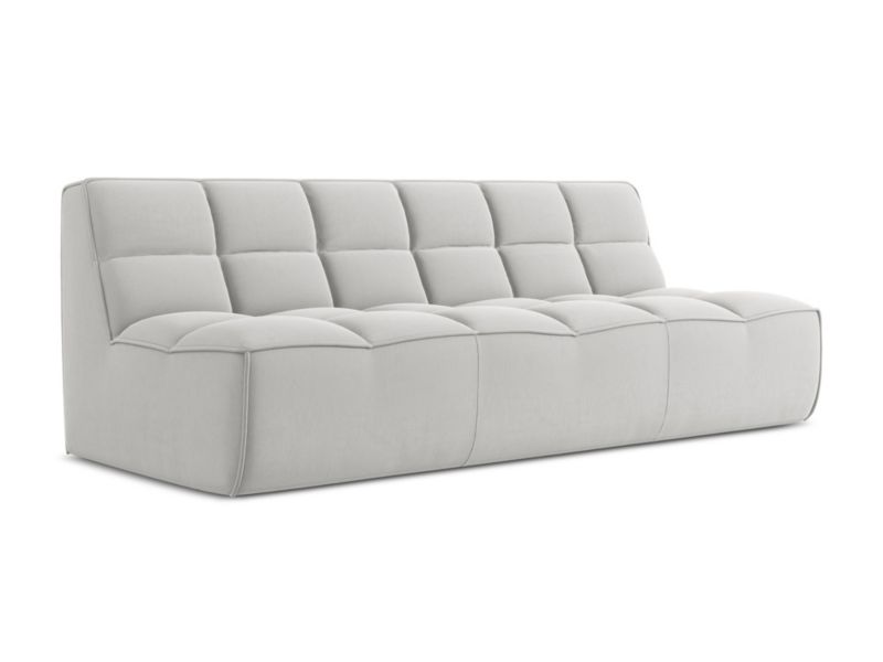 3-osobowa kanapa modułowa Makamii Kalai z tkaniny welwetowej 210x93 cm srebrny 1 szt.