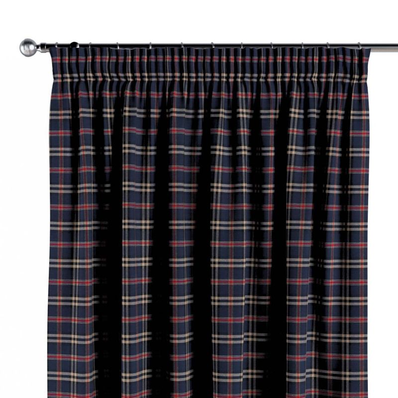 Zasłona na taśmie marszczącej 1 szt. 130 x 260 cm Dekoria granatowo-czerwona kratka 1 szt.