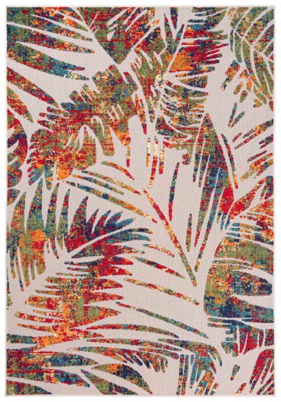 Dywan wewnętrzny/ zewnętrzny Aventura EC68A prostokąt 160 x 230 cm kolorowy nowoczesny, boho wzór roślinny krótki włos 1 szt.