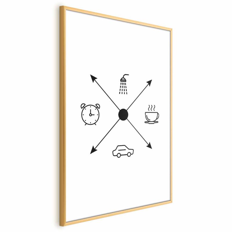 Plakat Artgeist Harmonogram dnia 21x30 cm z ramą złotą 1 szt