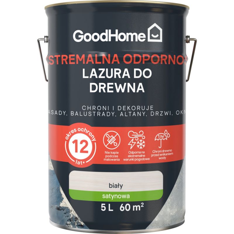 Lazura GoodHome 12 lat biała 5 l
