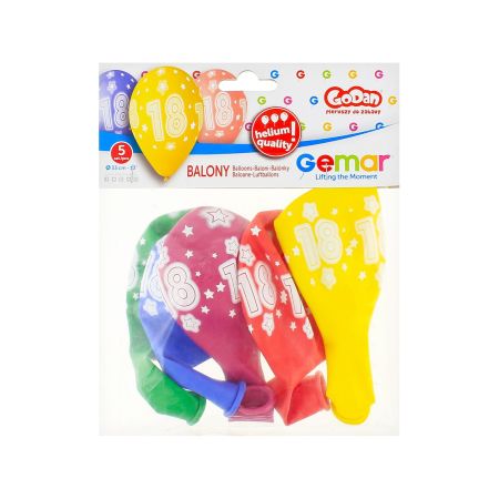 BALONY PREMIUM HEL Z NADRUKIEM 18 5SZTUK