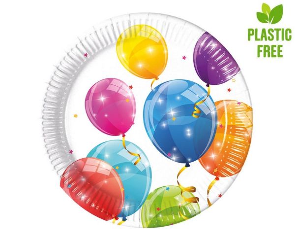 Talerzyki papierowe Sparkling Balloons, next generation, 20 cm, 8 sztuk