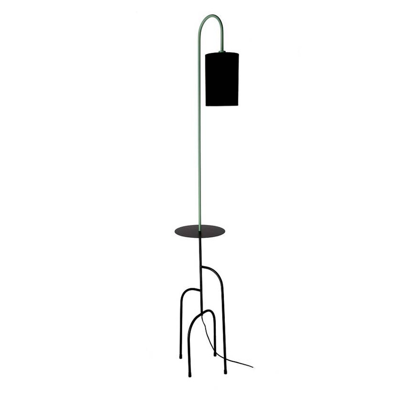 Lampa podłogowa z półką Ravello czarno-zielona