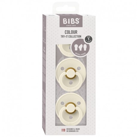 BIBS TRY-IT PACK IVORY 3 smoczkowy zestaw prezentowy dla Noworodka BBTB