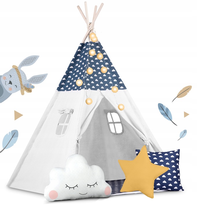 Namiot tipi granat gwiazdki + poduszki AL