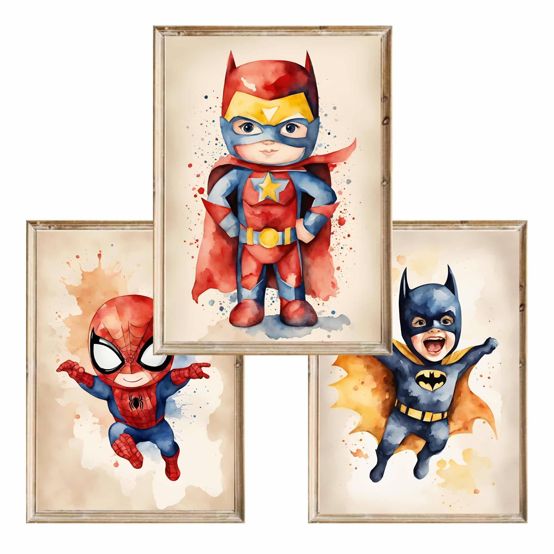 Zestaw trzech plakatów dla dzieci Super Hero - A4