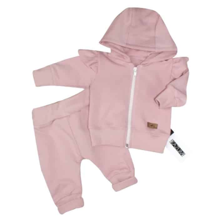 KAZUM DRES DZIEWCZĘCY BLUZA + SPODNIE Z FALBANKAMI BRUDNY RÓŻ ZZ - 62