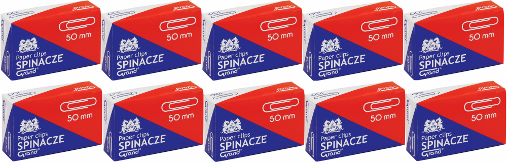 10x spinacz Grand, okrągły, 50mm, 100 sztuk, srebrny