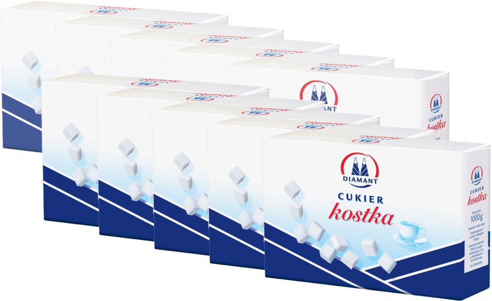 10x cukier biały Diamant, w kostkach, 1kg